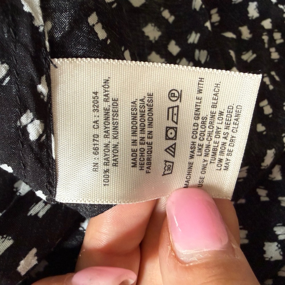 Maeve Anthropologie Black White Geometric Rayon 3/4 Sleeve Tiered Mini Dress L - Picture 4 of 6
